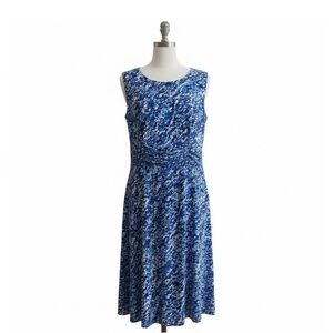 Draper & Damon’s Blue Textured Abstract Print Sleeveless A-Line Dress Size 14